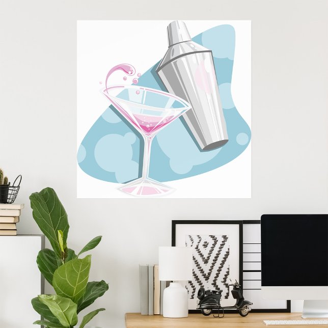 Pink Martini Cocktail och Silver Shaker Poster (Skapare uppladdad)