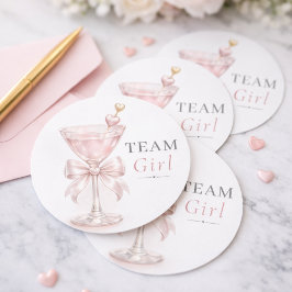 Pink Martini Coquette Bow Könsbestämning Team Tjej Runt Klistermärke