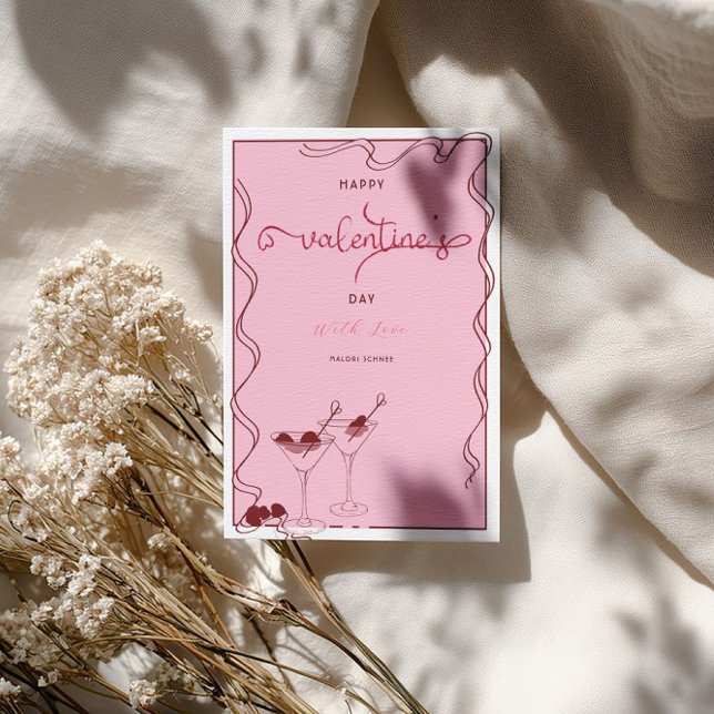 Pink Martini Glasse – Alla hjärtans dags-fest Julkort (Skapare uppladdad)