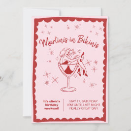 Pink Martinis i Bikinis Födelsedagsinbjudan Inbjudningar