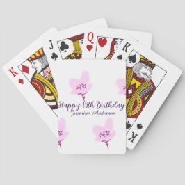 Pink mauve floral 15th birthday quinceanera name d casinokort