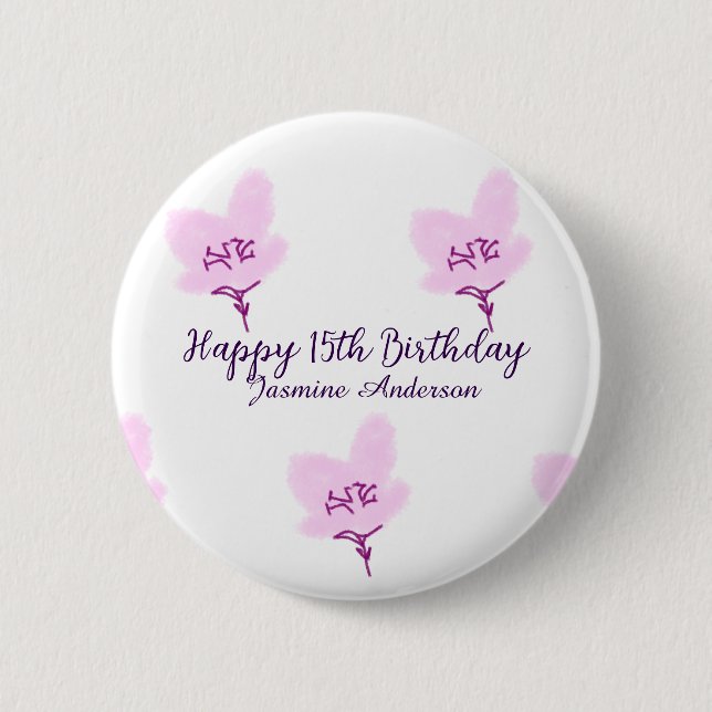 Pink mauve floral 15th birthday quinceanera name d knapp (Framsida)