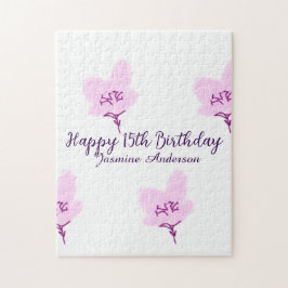 Pink mauve floral 15th birthday quinceanera name d pussel