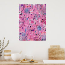 Pink Maximalist Abstract Art 