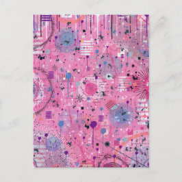 Pink Maximalist Abstract Art  Vykort