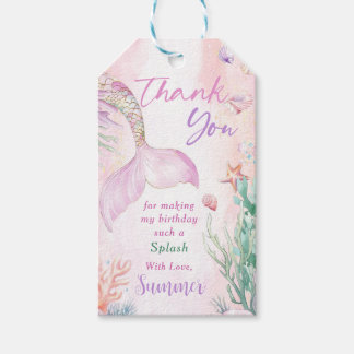Pink Mermaid 1st Birthday Oneder The Sea Presentetikett