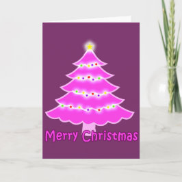 Pink Merry Christmas tree Helgkort