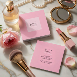 Pink Minimalist and elegant Business Card Fyrkantigt Visitkort