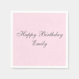 Pink Minimalist Birthday Party Napkins Pappersservett