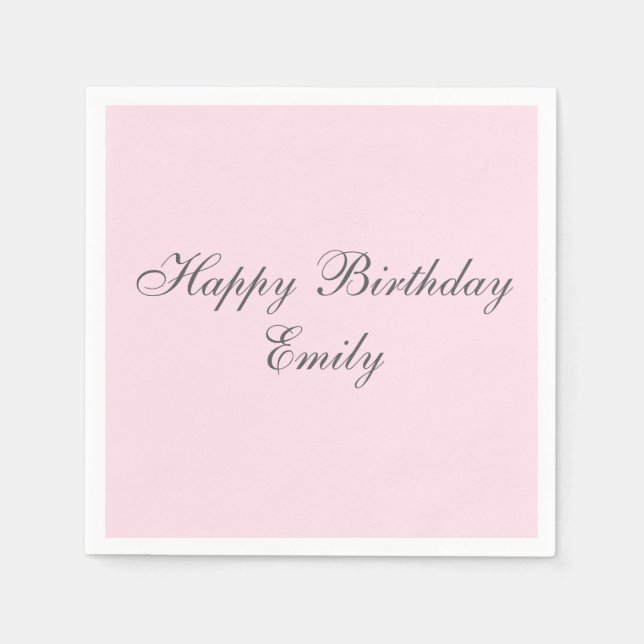 Pink Minimalist Birthday Party Napkins Pappersservett (Framsidan)