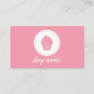 Pink Minimalist Cupcake Baker Business Card Visitkort