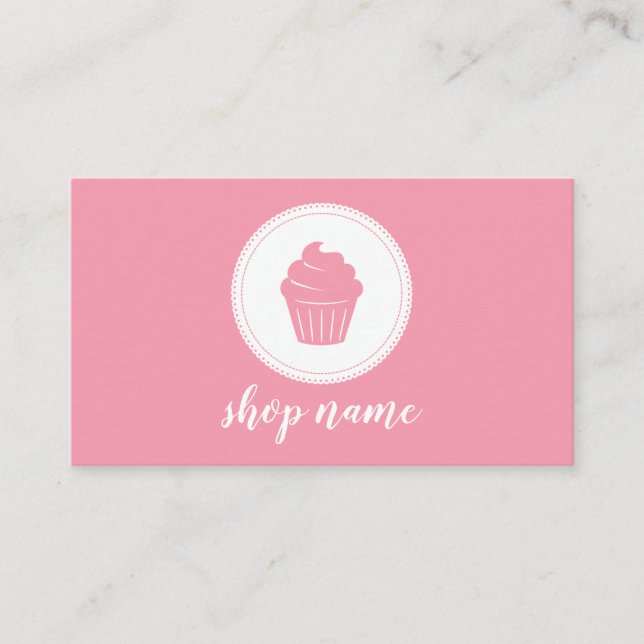 Pink Minimalist Cupcake Baker Business Card Visitkort (Framsida)