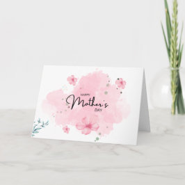 Pink Minimalist Floral Mother's Day Greeting Card Kort