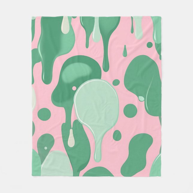 Pink Mint Green Melting Drip Pattern Abstract  Fleecefilt (Framsidan)