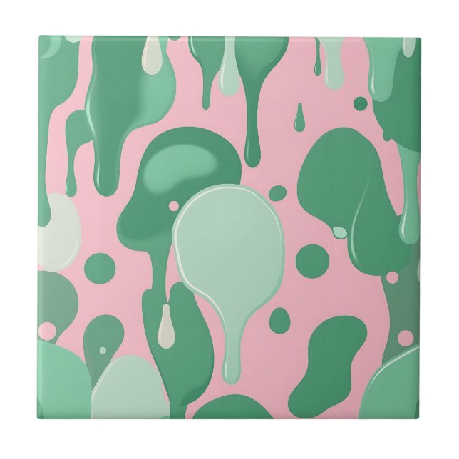 Pink Mint Green Melting Drip Pattern Abstract  Kakelplatta (Framsidan)