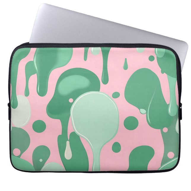 Pink Mint Green Melting Drip Pattern Abstract  Laptop Fodral (Framsidan)