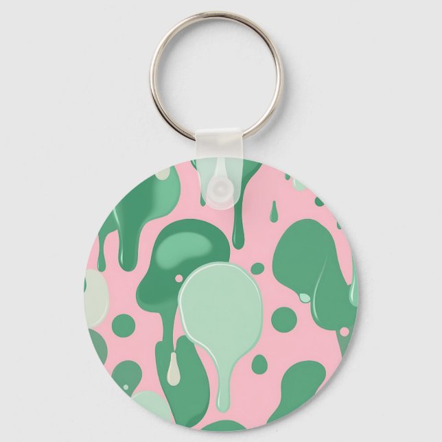 Pink Mint Green Melting Drip Pattern Abstract  Nyckelring (Framsida)