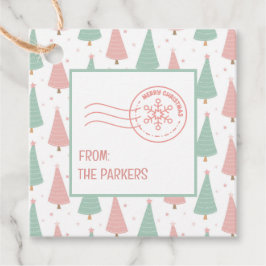 Pink/Mint Holiday Favor Tags Gåvor Etiketter