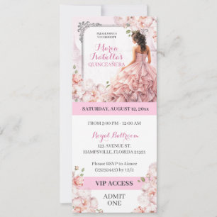Pink Mis Quinceanera VIP-åtkomst Inbjudningar