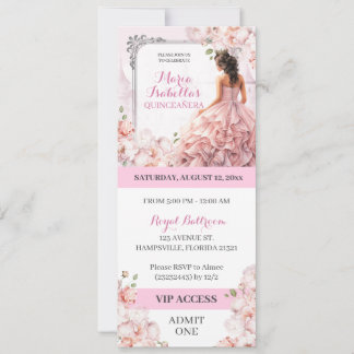 Pink Mis Quinceanera VIP-åtkomst Inbjudningar