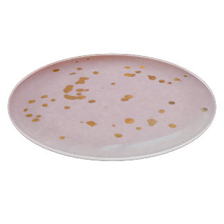 Pink mit goldenen Klecksern Schneidebrett Glas