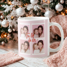 Pink Modern Christmas Photo Collage | Fa La La Kaffemugg
