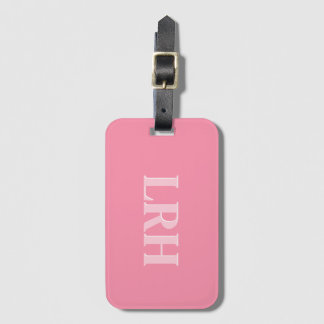 Pink Modern Double Layer Simple Initial Monogram  Bagagebricka