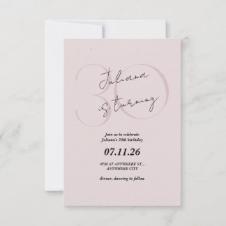 Pink Modern, Simple 30th Birthday Invitation Inbjudningar