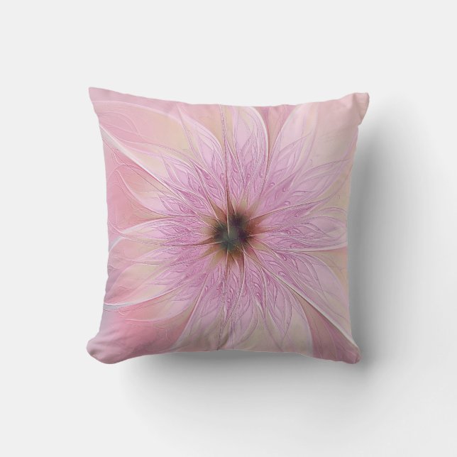 Pink Modern Valentine Flower Pillow Kudde (Framsida)