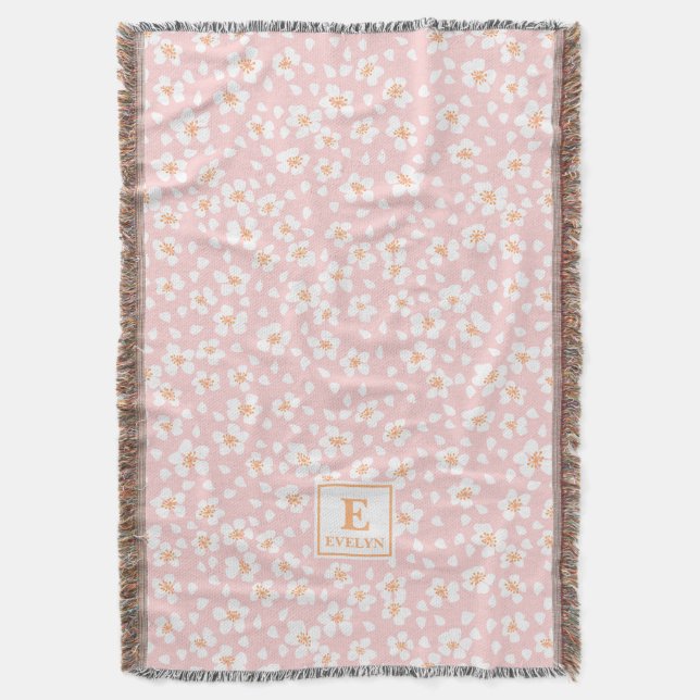 Pink Monogram Name Throw Blanket Filt (Framsidan Vertikal)