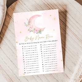 Pink Moon and Stars Baby Shower Name Race Game