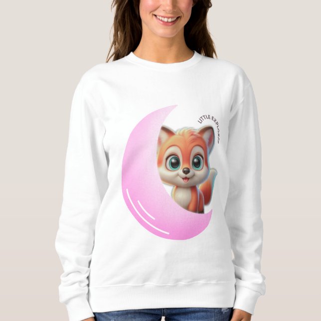Pink Moon Fox Cute T-Shirt – Aesthetic Kawaii  (Framsida)