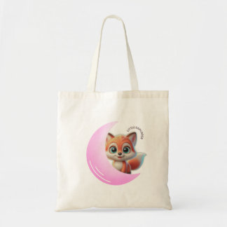 Pink Moon Fox Tote Bag Tygkasse