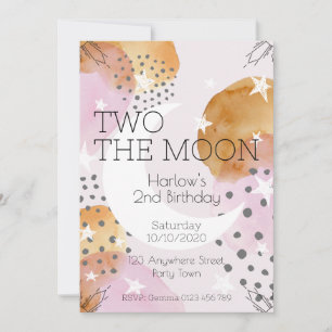 Pink Moon två till månen Inbjudningar