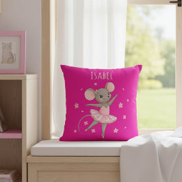 Pink Mouse Ballerina Custom Cushion for Girls Kudde