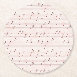 Pink Music Notes Sheet Underlägg Papper Rund