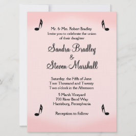 Pink Music Theme Wedding Inbjudningar
