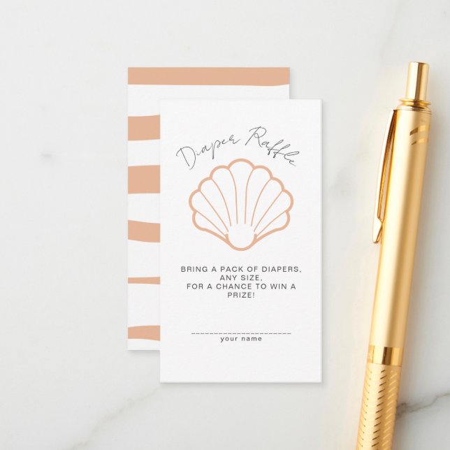 Pink Nautical Stripes Clamshell Baby Girl Shower Tilläggskort (Fram/Back In Situ)