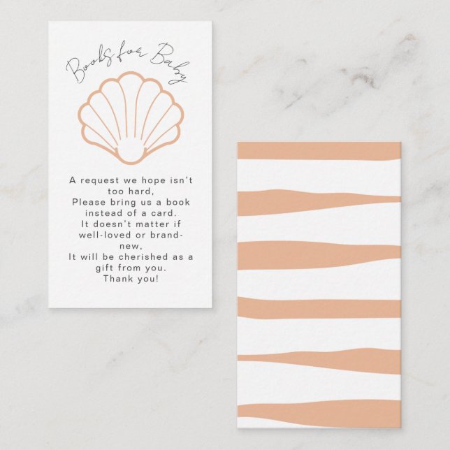 Pink Nautical Stripes Clamshell Baby Girl Shower Tilläggskort (Fram/baksida)