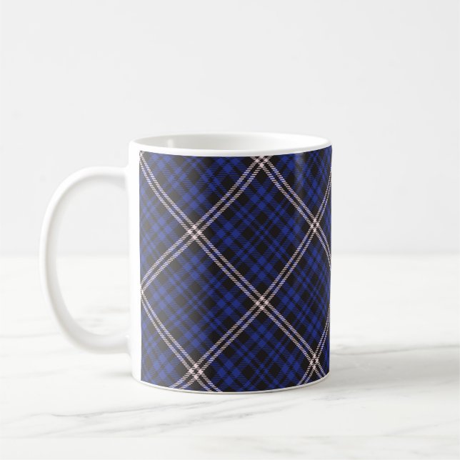 Pink Navy Diagonal Plaid Tartan textured Seamless  Kaffemugg (Vänster)