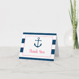 Pink Navy Girl Nautical Anchor Baby Shower Tack Kort