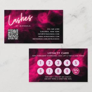 Pink Neon & Smoke Lash Salon QR-kod lojalitetskort Visitkort