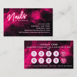 Pink Neon & Smoke Nagelsalong Lojalitetskort Visitkort