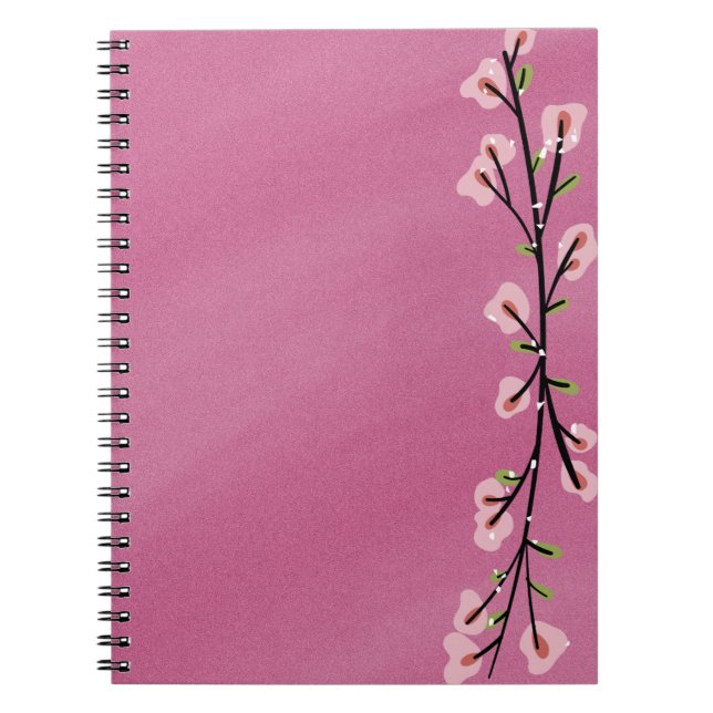 Pink Notebook with Floral Accent – Cute Aesthetic  Anteckningsbok (Framsidan)