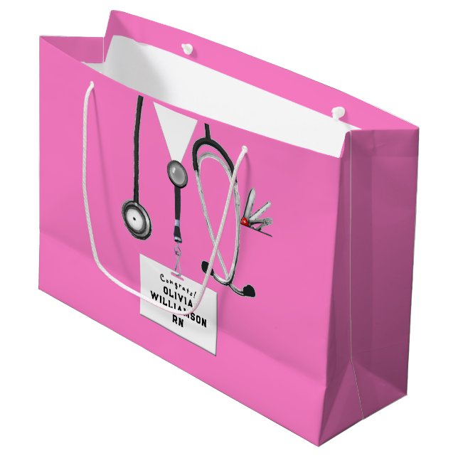Pink Nurse Graduation Large Gift Bag (Framsidan Vinklad)