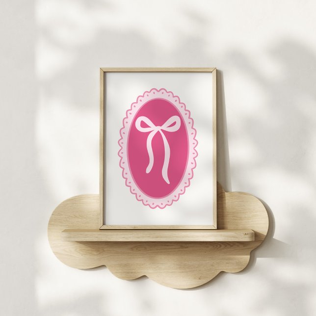 Pink Nursery Art - Coquette Oval Frame & Bow Poster (Skapare uppladdad)