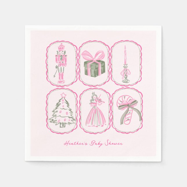 Pink Nutcracker A Merry Little Baby Shower Pappersservett (Framsidan)