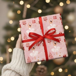 Pink Nutcracker Ballet Christmas Gift Wrap Presentpapper