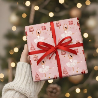 Pink Nutcracker Ballet Christmas Gift Wrap Presentpapper