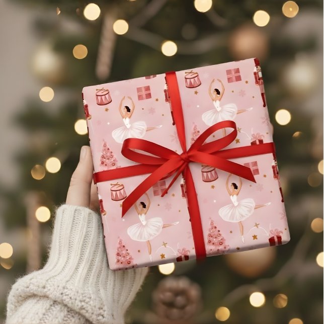 Pink Nutcracker Ballet Christmas Gift Wrap Presentpapper (Skapare uppladdad)